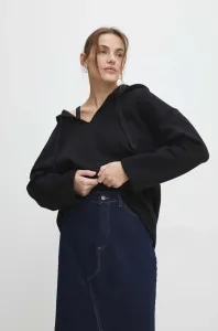 Mikina Answear Lab dámská, černá barva, s kapucí, hladká #6121271