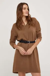 Šaty Answear Lab béžová barva, mini, oversize #5414218