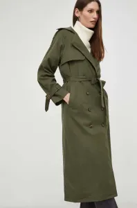 Trench kabát Answear Lab dámský, zelená barva, přechodný, dvouřadový #5413358
