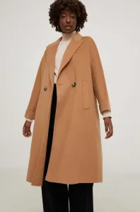 Vlněný kabát Answear Lab béžová barva, přechodný, oversize