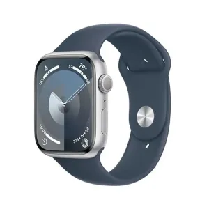 Apple Watch Series 9 45mm Stříbrný hliník s bouřkově modrým sportovním řemínkem S/M