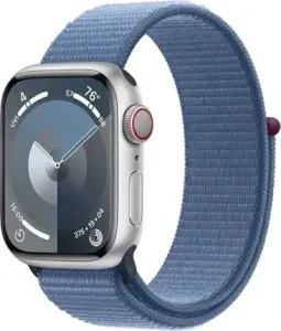 Apple Watch Series 9 Cellular 41mm Stříbrný hliník s ledově modrým provlékacím řemínkem