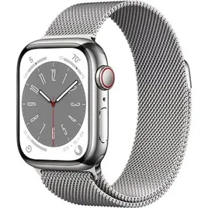 Apple Watch Series 8 41mm Cellular Stříbrný nerez se stříbrným milánským tahem #5865415