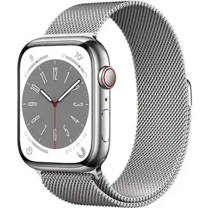 Apple Watch Series 8 45mm Cellular Stříbrný nerez se stříbrným milánským tahem