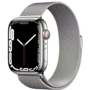 Apple Watch Series 7 45mm Cellular Stříbrný nerez se stříbrným milánským tahem