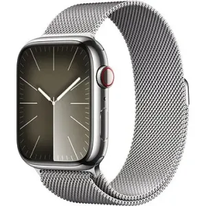 Apple Watch Series 9 45mm Cellular Stříbrný nerez se stříbrným milánským tahem