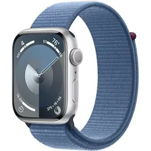 Apple Watch Series 9 45mm Stříbrný hliník s ledově modrým provlékacím sportovním řemínkem #5262741
