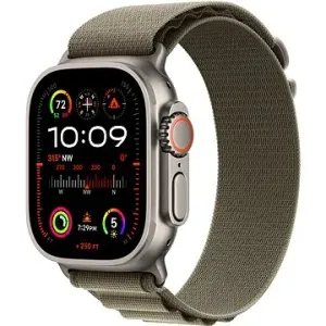 Apple Watch Ultra 2 49mm titanové pouzdro s olivovým alpským tahem - Large