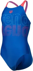 Dívčí plavky arena girls swimsuit v back graphic royal/fluo red #5414456