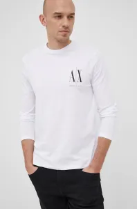 Bavlněné tričko s dlouhým rukávem Armani Exchange bílá barva, s potiskem, 8NZTPL ZJH4Z NOS