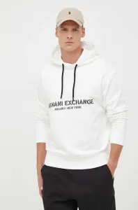 Bavlněná mikina Armani Exchange pánská, béžová barva, s kapucí, s potiskem #5658744