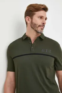 Bavlněné polo tričko Armani Exchange zelená barva, s potiskem