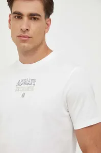 Bavlněné tričko Armani Exchange bílá barva, s potiskem