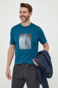 Bavlněné tričko Armani Exchange tyrkysová barva, s potiskem