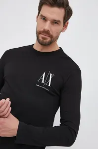 Bavlněné tričko s dlouhým rukávem Armani Exchange černá barva, s potiskem