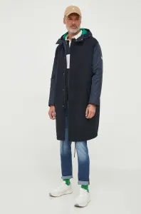 Kabát s příměsí vlny Armani Exchange tmavomodrá barva, přechodný