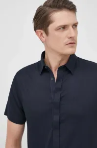 Košile Armani Exchange pánská, tmavomodrá barva, slim, s klasickým límcem #4745264