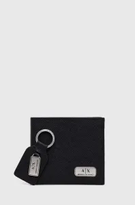 Kožená peněženka a klíčenka Armani Exchange černá barva, 958487 CC843