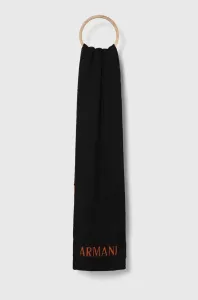 Šátek z vlněné směsi Armani Exchange černá barva, vzorovaný