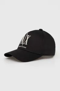 Bavlněná baseballová čepice Armani Exchange černá barva, s aplikací