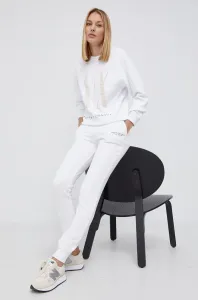Bavlněná mikina Armani Exchange dámská, bílá barva, s aplikací