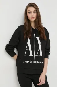 Bavlněná mikina Armani Exchange dámská, černá barva, s aplikací #2038673