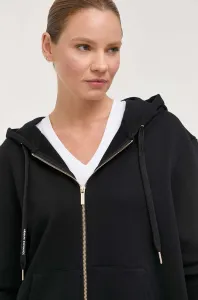 Bavlněná mikina Armani Exchange dámská, černá barva, s kapucí, hladká