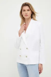 Plátěná bunda Armani Exchange bílá barva, jednořadá, hladká