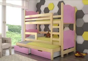 ArtAdrk Dětská patrová postel LETICIA Barva: Borovice / růžová