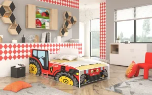 ArtAdrk Dětská auto postel TRACTOR Barva: Červená, Provedení: 70 x 140 cm