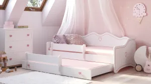 ArtAdrk Dětská postel s přistýlkou EMKA II Barva: Bílá / růžový úchyt #4625562