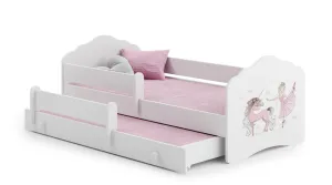ArtAdrk Dětská postel CASIMO II | s přistýlkou ​​a zábranou Provedení: Balerína s jednorožcem