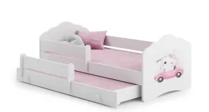 ArtAdrk Dětská postel CASIMO II | s přistýlkou ​​a zábranou Provedení: Kočička v autě