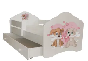 ArtAdrk Dětská postel CASIMO | se zásuvkou a zábranou Provedení: Dva pejsky