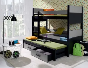 ArtBed Dětská patrová postel s přistýlkou AUGUSTO Provedení: Borovice přírodní