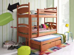 ArtBed Dětská patrová postel s přistýlkou CEZARY Provedení: Moření - Barva