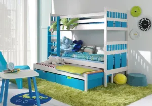 ArtBed Dětská patrová postel s přistýlkou MAKSYMILIAN Provedení: Borovice přírodní