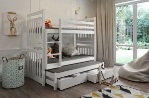 ArtBed Dětská patrová postel s přistýlkou SAMBOR Provedení: Moření - Akryl