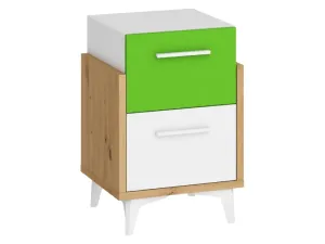 ArtCross Noční stolek HEY-19 | 45 Barva: Dub artisan/bílá/zelená