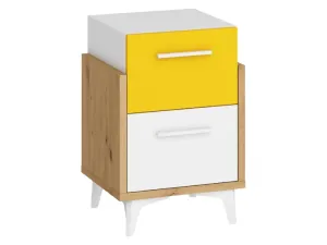 ArtCross Noční stolek HEY-19 | 45 Barva: Dub artisan/bílá/žlutá