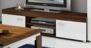 ArtCross TV skříňka MAX 04 Barva: dub sonoma tmavý / bílý lesk