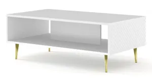 ARTBm Konferenční stolek RAVENNA C 90 | bílá lesklá Provedení: Bílá / bílá lesk / zlaté nohy