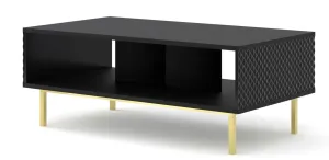 ARTBm Konferenční stolek RAVENNA C 90 | černá lesklá Provedení: Černá / černý lesk / zlatá podnož