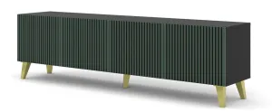 ARTBm TV stolek RAVENNA F 4D 200 | černá matná / zelená Provedení: Černý mat / zelená / zlaté plastové nohy