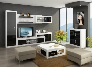 ArtCross Obývací stěna VERIN 2 Barva: Bílá / černý lesk