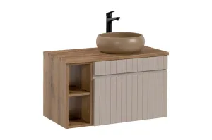 ArtCom Koupelnová skříňka s umyvadlem a deskou ICONIC Cashmere DU80/2 | 80 cm #5838742