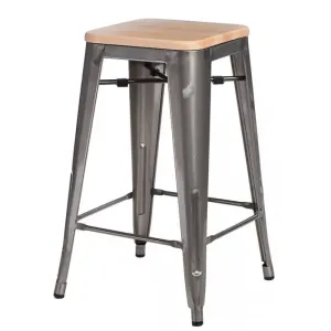 ArtD Barová židle PARIS 75 cm dřevěná | přírodní/metalická