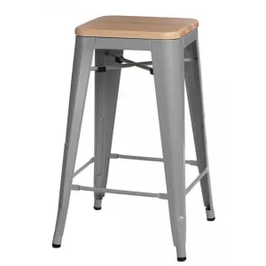 ArtD Barová židle PARIS 75 cm dřevěná | přírodní/stříbrná