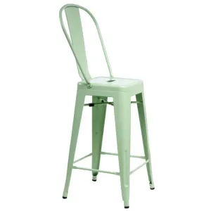 ArtD Barová židle PARIS Back inspirovaná Tolix | zelená