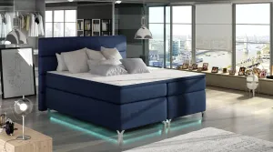 Artelta Manželská postel AMADEO Boxspring s LED osvětlením | 140 x 200 cm Barva: BAO 18 - Ontario 81 (modrá)